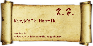 Kirják Henrik névjegykártya