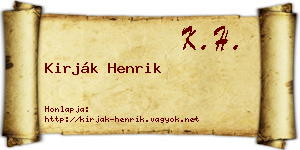 Kirják Henrik névjegykártya